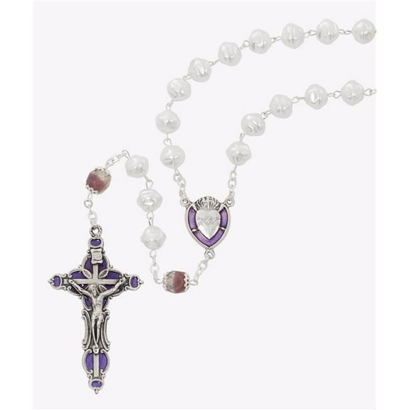 Mcvan R972F 8 mm Pearl with Capped Amethyst Rosary