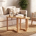 thumbnail image 2 of Costway Round Nesting Coffee Table Set of 2 with Thickened Top & Solid Rubber Wood Legs Natural, 2 of 10
