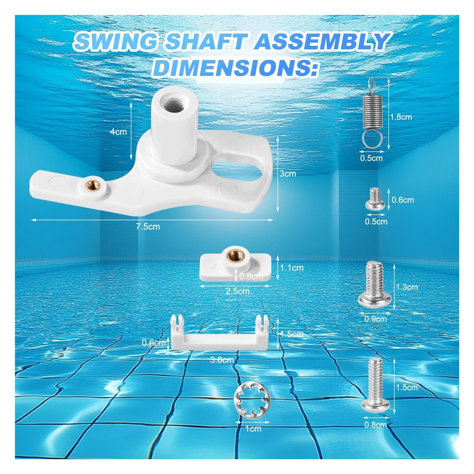 CAURHQSX Pool Cleaner Idler Wheel Replacement Kit Part for Polaris 280 180, ABS Metal White Ball Bearing with Tire C16 C36 Swing Shaft Components C36 Wheel Washer Swing Axis