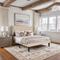thumbnail image 2 of Amolife Queen Bed Frame with Adjustable Headboard, Fabric Upholstered Platform Bed, No Box Spring Required, Beige, 2 of 8