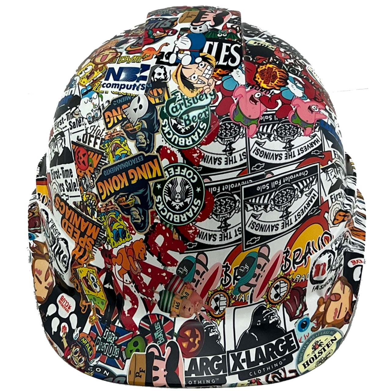 Sticker Bomb 4 Design Hydro Dipped Hard Hats Cap Style Design with 4 Pt Suspension