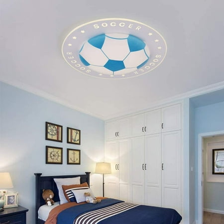 Dimmable Led Ceiling Light Soccerpatterned Creative Boys Girls Bedroom Lamp Modern Kids Room Chandelier Lighting Fixture For Children Blue Diameter52cm 20inch Canada Dimmable Led Ceiling Light, Toddler Girl Room Light Fixture
