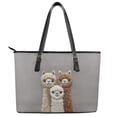 thumbnail image 2 of ZUXONGSY Alpaca Print Tote Bag for Women Practicality Satchel Handbags PU Leather Work Bag with Handle for Daily Use Work, 2 of 6