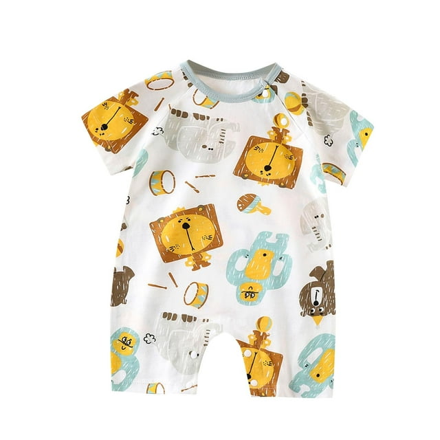 Ultra-Soft Breathable Baby Bodysuits | Trendy Short Sleeve Cotton Rompers for 0-12M | Cute Prints, Snap Closure, Easy Diaper Change