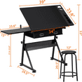 Three Drawers Tiltable Tabletop Drawing Table With Stool | SHEIN A