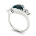 thumbnail image 2 of Three-Stone Engagement Ring for Women - 3.5ct Natural London Blue Topaz in 14K White Gold Promise Ring, 2 of 6