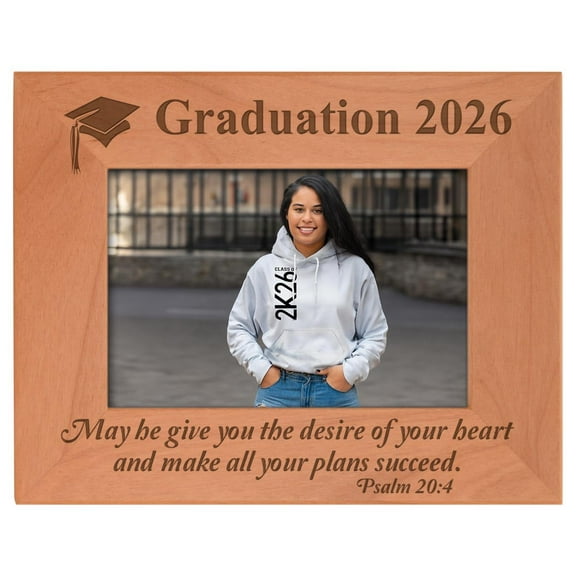 ThisWear Graduation Gifts for Women 2026 Grad May He Make All Your Plans Succeed Graduation Frames Natural Wood Laser Engraved Landscape 4x6 Picture Frame