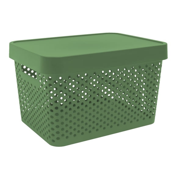 Caja con Tapa 17 Litros Plastic Trends Modelo Paris Color Verde