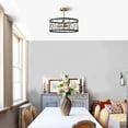 thumbnail image 3 of 3-Light Semi Flush Mount Ceiling Light,Rustic Vintage Wood Ceiling Light Fixture With Gold Interior for Entryway, Hallway, Foyer, Dining Room, Living Room, 3 of 6