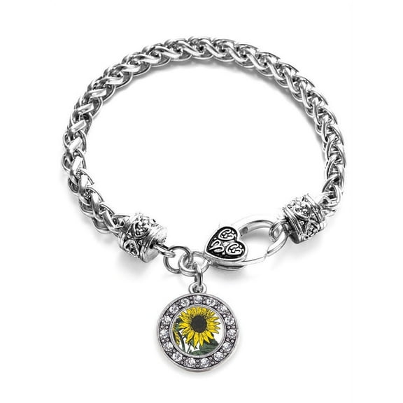 Sunflower Circle Charm Braided Bracelet