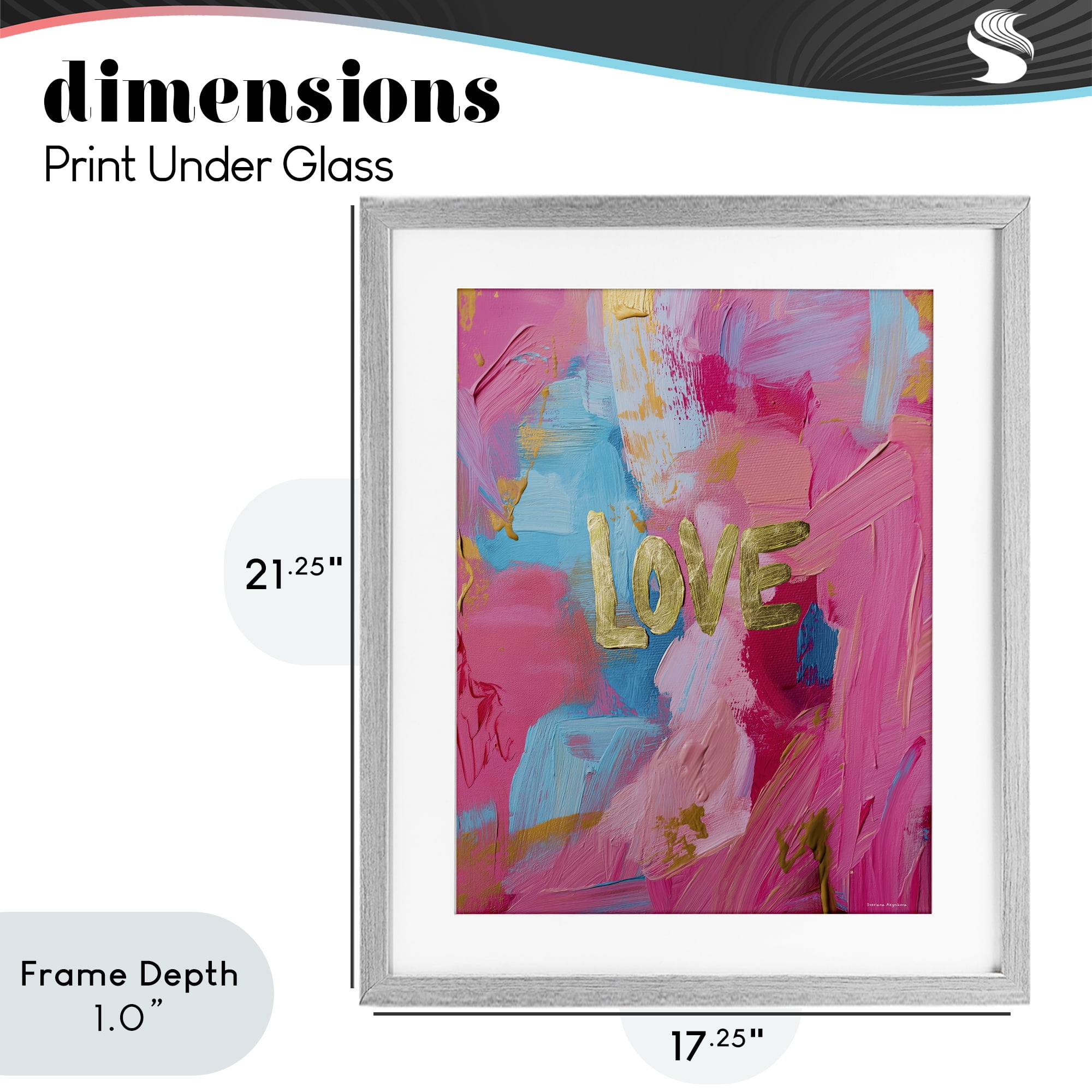 Stupell Industries Glam Love In Motion Gray Framed Print Under Glass, design by Svetlana Aleynikova