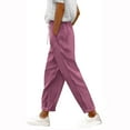 thumbnail image 2 of HVOBTTY Women's Straight Leg Pants, Fall Pants for Women, Women's Casual Solid Color Loose Fitting Pocket Corduroy Daily Wear Trousers Pink,M, 2 of 4