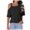 Black, variant on Conairie Women Cold Shoulder Tops Loose Solid Short Sleeve T-Shirt Breathable Beach Vacation Clothes Summer 2026 Black L