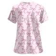 thumbnail image 5 of NIEWTR Women's V Neck Patterned Scrub Tops Breathable Medical Work Tunics with Pockets Stretch Fabric(Pink,3XL), 5 of 5