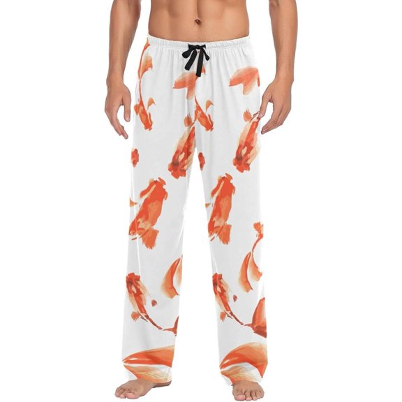 Watercolor Ukiyoe Fish Ghost Pajama Pants, Men's Lounge Pants Light with Drawstring and Pockets, Christmas New Year Birthday Father's Day Gifts, XX-Large