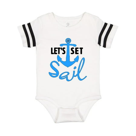 

Inktastic Lets Set Sail anchor in blue Gift Baby Boy or Baby Girl Bodysuit