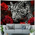 thumbnail image 4 of Fenyluxe Cheetah Wall Decor Tapestry for Men Guys Bedroom, Cool Animal Wildlife Art Print Poster Tapestries, Funny Red Rose Flower Leopard Wall Hanging for Living Room Dorm Aesthetic Decor 40x60inch, 4 of 6