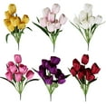 thumbnail image 5 of Lierteer 9 Heads Artificial Flowers Fake Tulips Plastic Plants For Wedding Home Decor Pink, 5 of 8