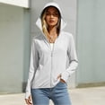 thumbnail image 2 of Uaswgudfs Women's UPF 50+ Sun Protection Hoodie with Extended Wide Brim Hat, Full Zip Lightweight Breathable UV Resistant Hiking Running Golf Athletic Jacket for Outdoor, 2 of 5