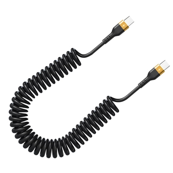 Super Fast Charging USB C Cable 120W Highly Power Coiled Cord Flexible PVC Materials Two Type C Connectors for Smartphones Tablets Laptops