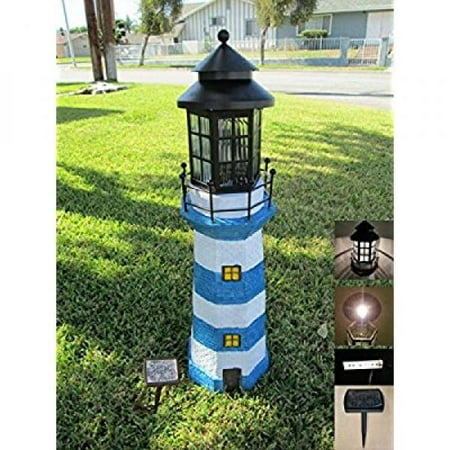 Garden Sunlight C5116w1 Solar Lighthouse Garden Decor Blue White