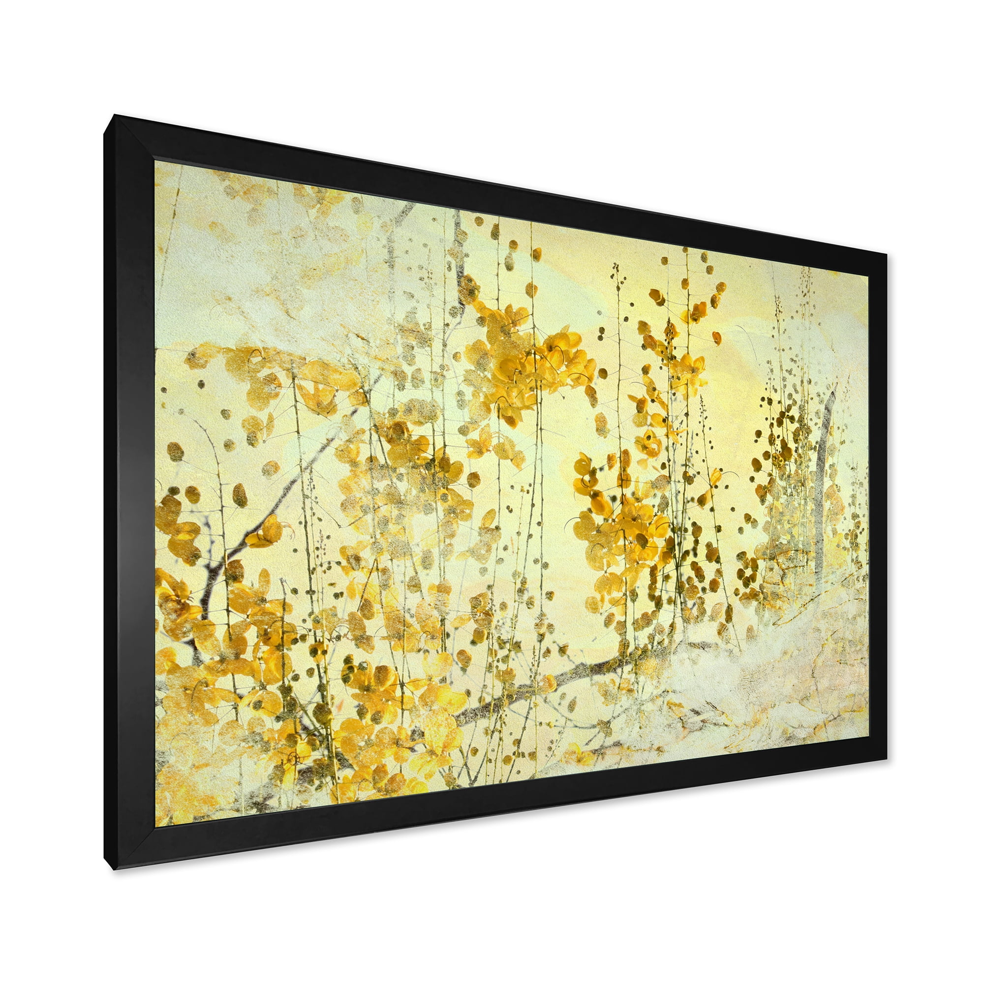 Designart 'Abstract Yellow Flower Grunge Art' Modern Framed Art Print