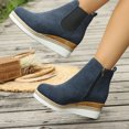 thumbnail image 4 of Willtoo Womens Chelsea Wedge Boots Elastic Platform Lug Sole Slip on Wedge Ankle Booties Casual Non Slip Fall Winter Walking Shoes, 4 of 5