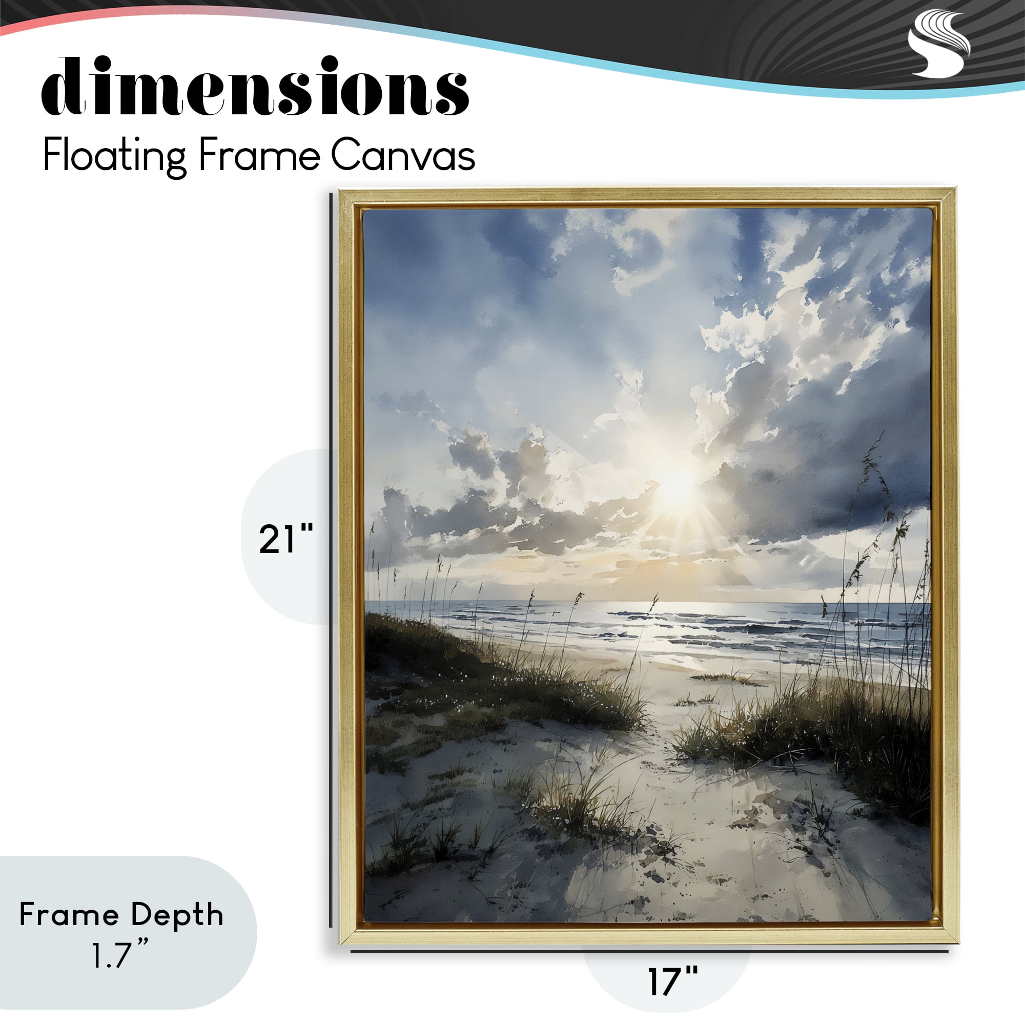 Stupell Industries Sunshine On The Beach Gold Framed Floater Canvas Wall Art, design by Franklyn Gregory