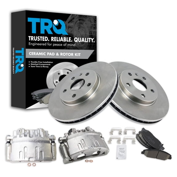 TRQ Front Brake Calipers Ceramic Pads & Rotors Fits 2008 Cadillac CTS BKA25211