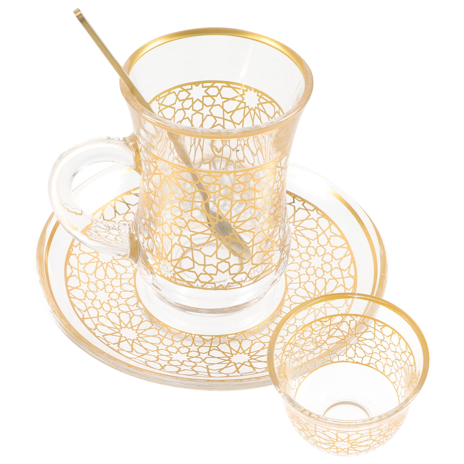 Set Of 6 Turkish Coffee Cups With Holders - Porcelain Espresso Cups In Premium Gold Design For Arabic/Greek Coffee