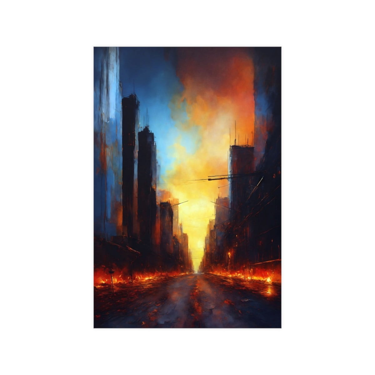 Urban City Landscape Wall Art Print Modern Decor