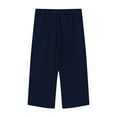 thumbnail image 2 of Juslio Girls Pants Summer Children Kids Boy Girl Solid Color Casual Elastic Waist（Navy Capris， 11 Years）, 2 of 6