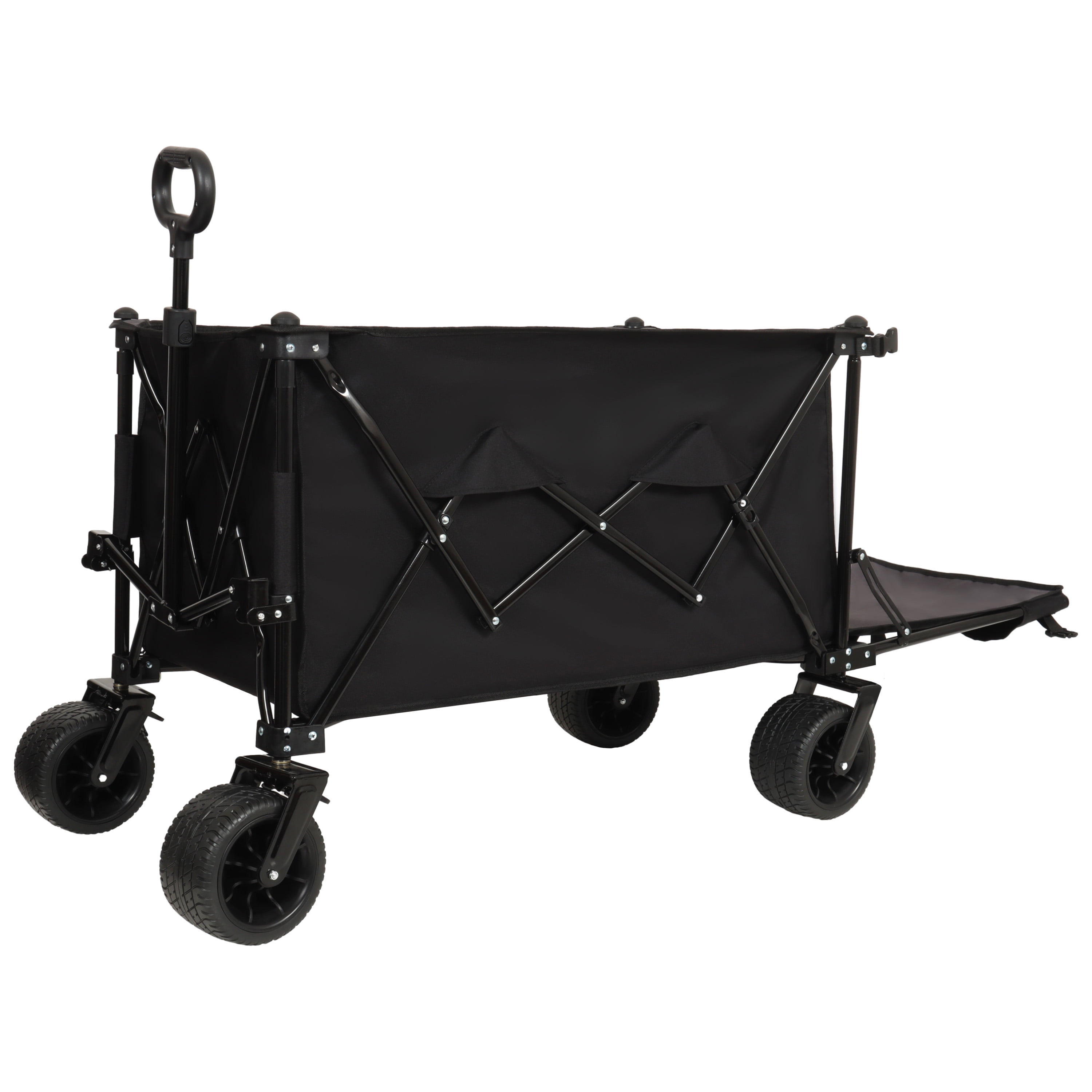 Foldable Wagon with Extended Tailgate, 480LBS Heavy-Duty All-Terrain Cart, Large Beach Wheels, Expandable Utility Wagon for Outdoor Activities