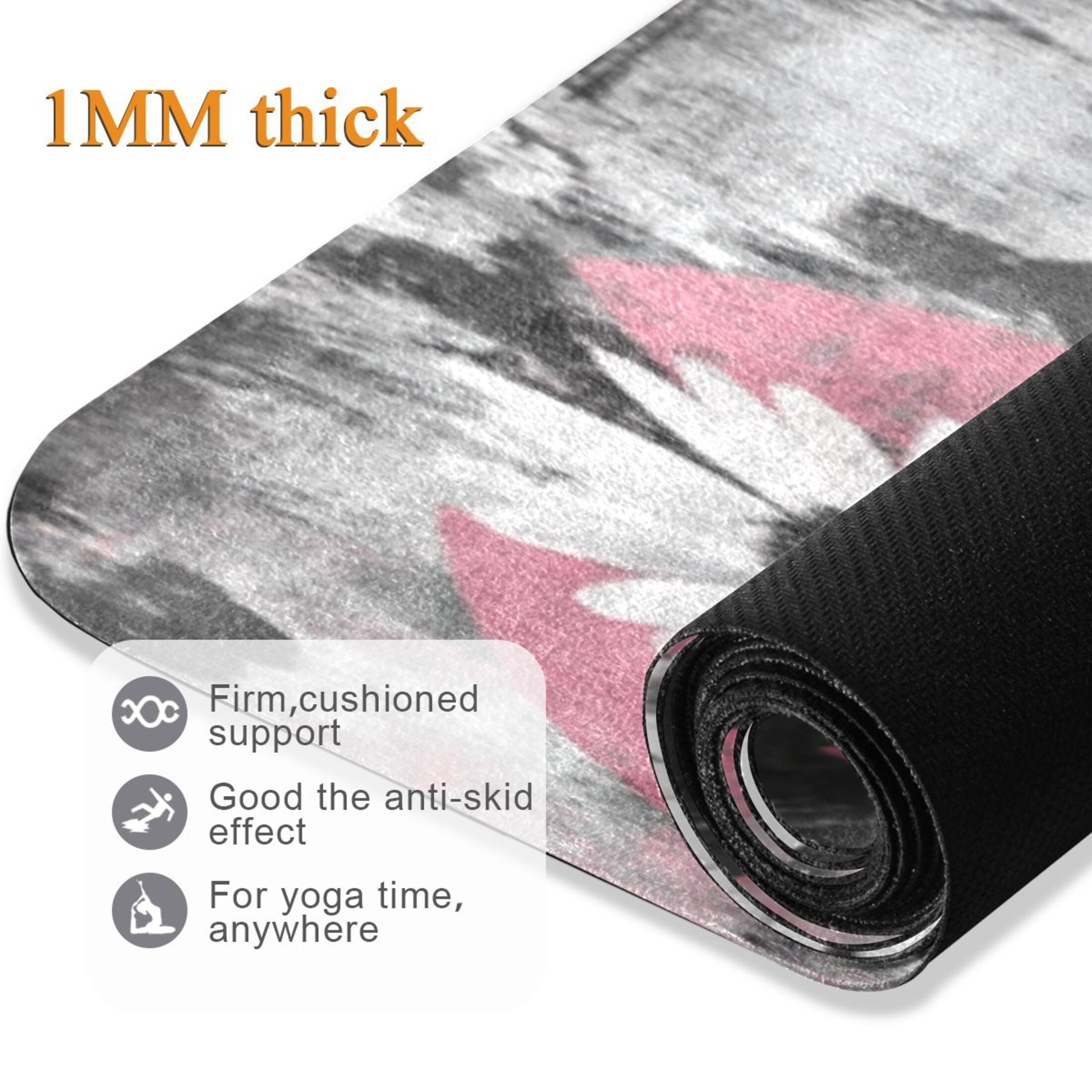 BZSMCE Yoga Mat Women Fitness Mat Love in Bloom Pattern
