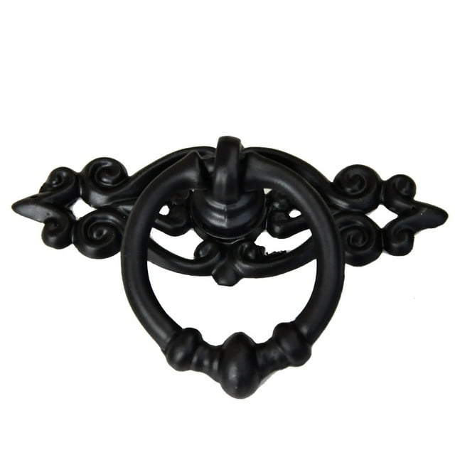 Mango Negro elegante del gabinete de cocina de la vendimia Puerta Anillo cajonera Tirador Bin Perilla
