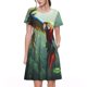 thumbnail image 1 of Disketp Flying Parrots In Jungle para Vestido de Manga Corta para Mujeres, Vestidos de Verano para Mujeres, Casual y Holgado para la Playa, 1 of 6