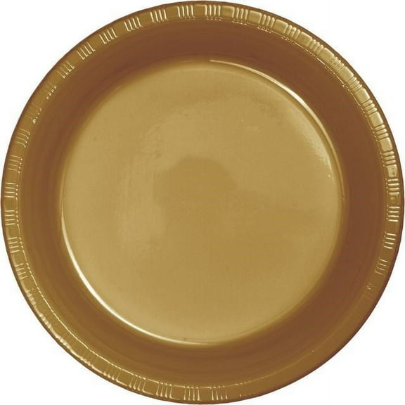 Touch of Color Plastic Dinner Plates, 9", Glittering Gold, 20 Ct