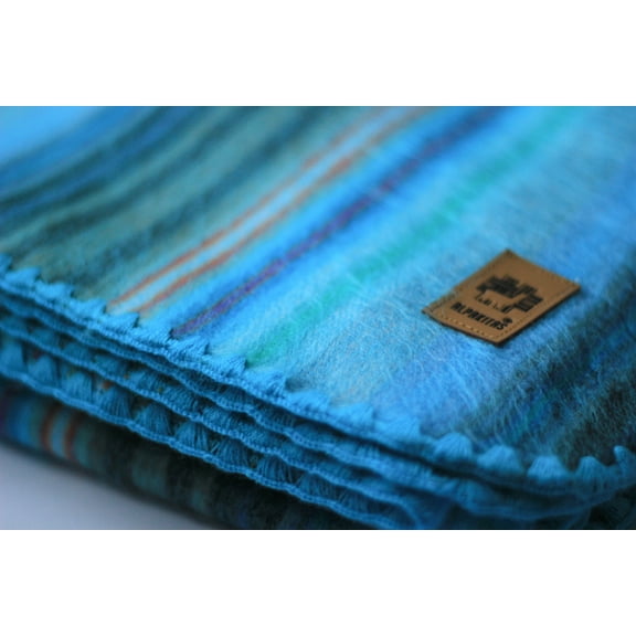 Alpaca Wool Blanket - Twin Size Bed Blanket - Alpaca Throw Blankets - Best Gift & Warm Blanket Throw, Lightweight, Couch or Camp- Outdoor Blanket - 75 x 38 Inches (Light Turquoise)