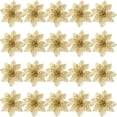 thumbnail image 2 of MINKUROW 20 Pieces Glitter Christmas Tree Ornaments Artificial Wedding Christmas Poinsettia Flowers for Festival Decoration (Gold), 2 of 7