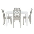 thumbnail image 3 of Linon Nico 5 Pce Dining Set White Table/4 Light Gray Lattice Back Chairs in Wood, 3 of 13