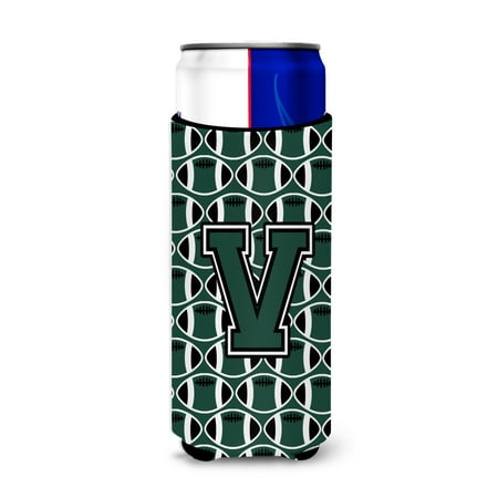 

Carolines Treasures CJ1071-VMUK Letter V Football Green and White Ultra Beverage Insulators for slim cans Slim Can