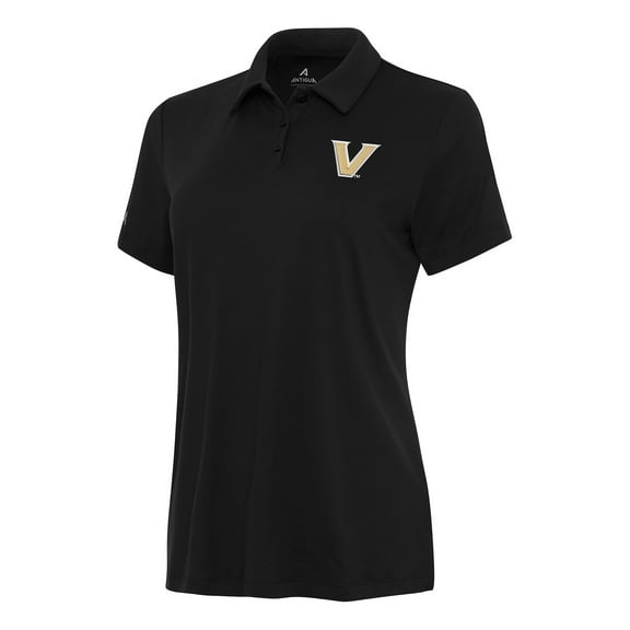 Women's Antigua Black Vanderbilt Commodores Reprocess Polo