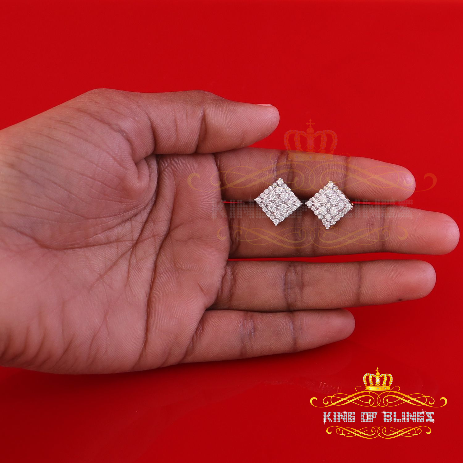 Stud Square D Color Genuine Moissanite Earrings 1.75 ct. t.w., 10k, Yellow Gold