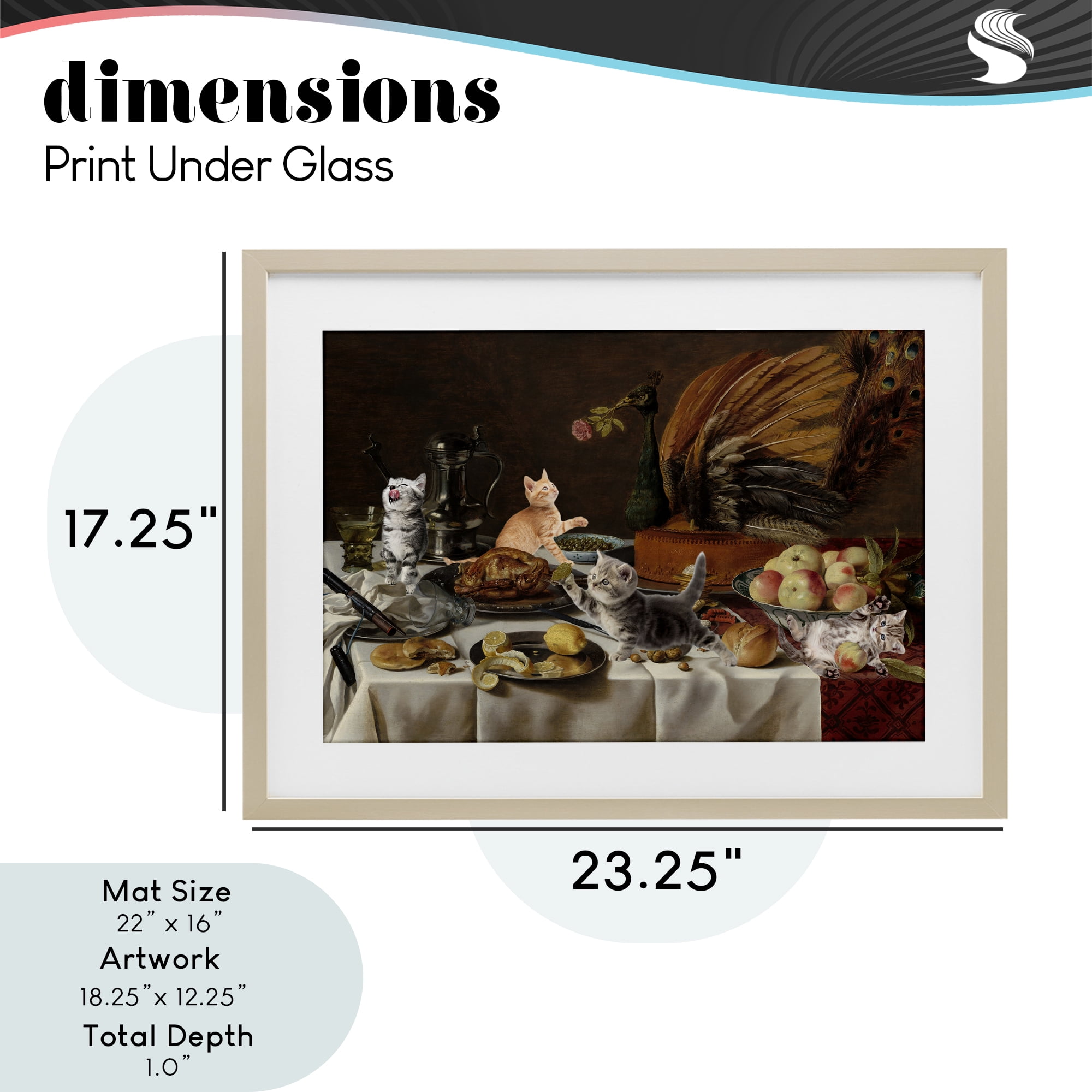 Kittens on Still Life Feast Birch Framed Print Under Glass, design by Masters Redux