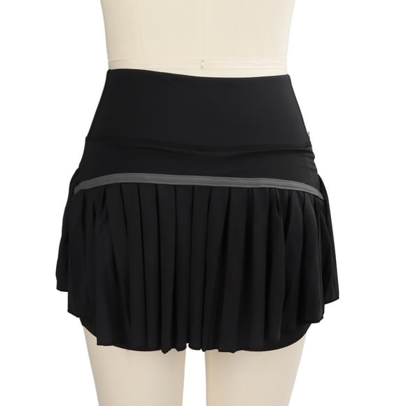 Jupe de Tennis Plissée Short Intérieur Respirant à la Mode Noir Femmes Jupe de Sport avec Poches pour la Course de Yoga