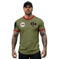 thumbnail image 4 of 250 Anniversary USA Shirt Mens Crewneck Pullover Tops Men's Tshirts Shirts Short Sleeve T Shirts America Crew Neck Tee USA 250th Anniversary Mens Tops Army Green L, 4 of 5