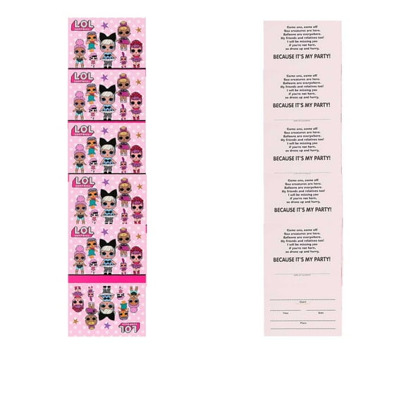 LOL Invite Invitations Cards Stock Bulk Birthday Fill-in Party Supplies Decorations