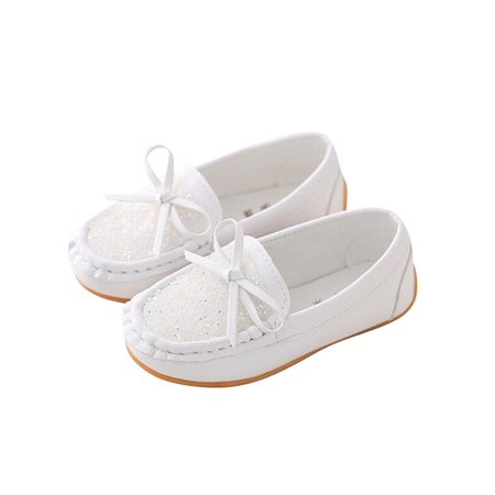 KidUtowu Kids Toddler Girls Slip On Leather Crystal Flat Boat Loafers Shoes Soft