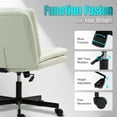 thumbnail image 5 of Criss Cross Chair with Wheels, Home Office Chair, Armless Cross Legged Wide  Desk Seat, Adjustable Swivel Rolling Ergonomic Computer Chair for Desk, Vanity, Bedroom - PU (Beige), 5 of 8