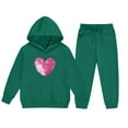 thumbnail image 6 of 2026 Valentines Day Green Sweatsuit Set Hoodies for Kids Cute Love Heart Graphic Hooded Sweatshirts & Jogger Pants Pullover Shirts with Pockets, 6 of 6